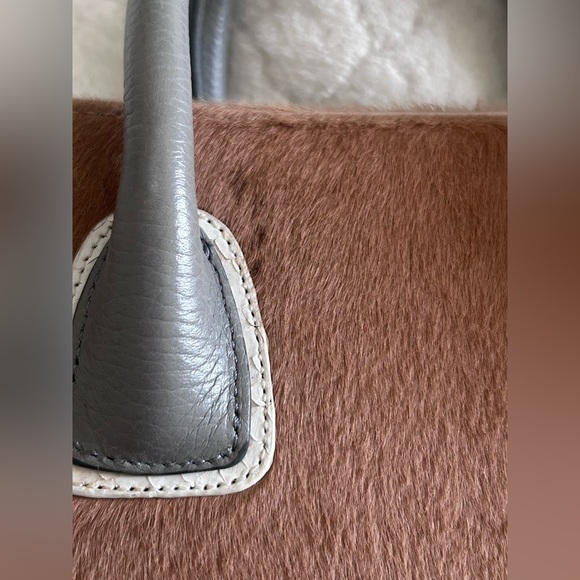 Rare Paige Gamble Livia Snakeskin Fur? Handbag with 2 Snakeskin Gussets - Picture 8 of 11